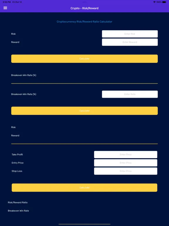 Zrzuty ekranu Risk Reward Calculator iPad 