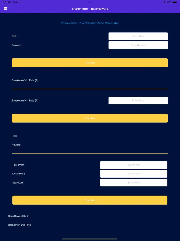 Zrzuty ekranu Risk Reward Calculator iPad 