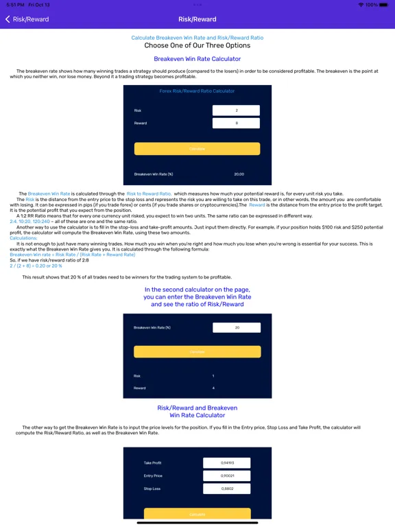 Zrzuty ekranu Risk Reward Calculator iPad 