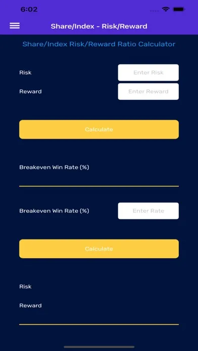 Zrzuty ekranu Risk Reward Calculator