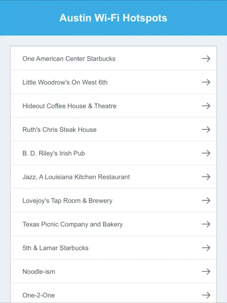 ภาพหน้าจอของ Austin Wifi Hotspots iPad 