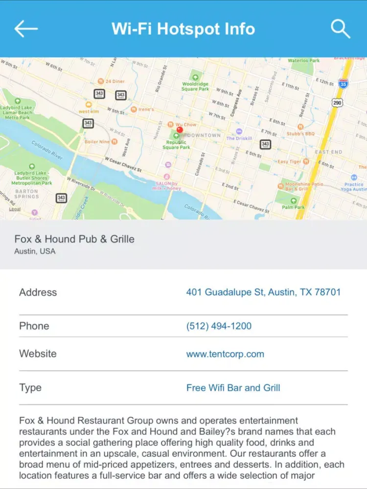 ภาพหน้าจอของ Austin Wifi Hotspots iPad 
