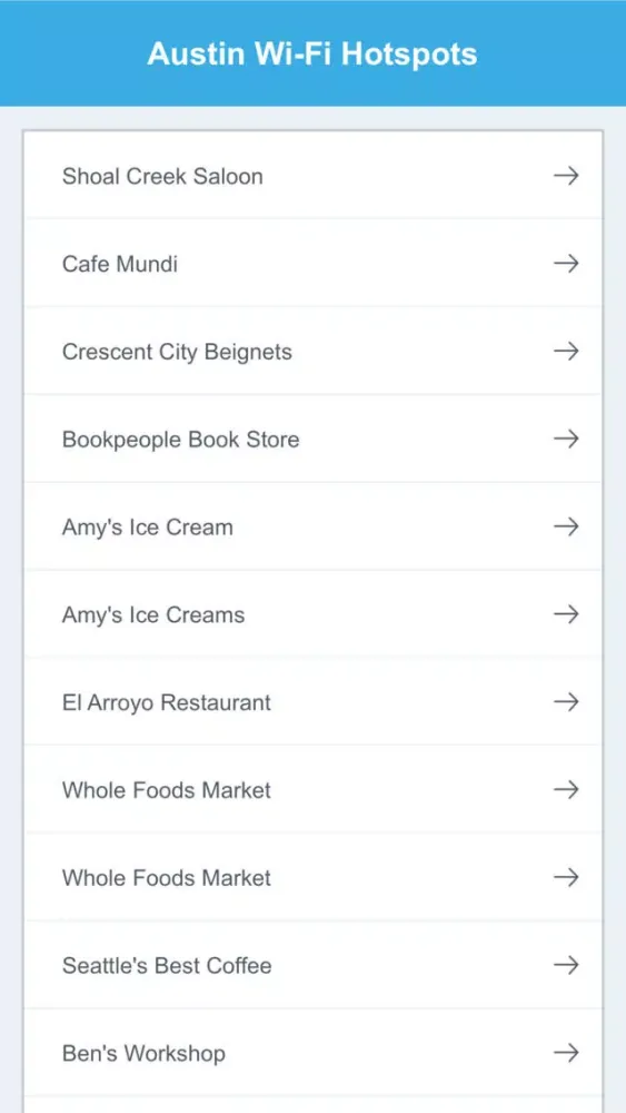 ภาพหน้าจอของ Austin Wifi Hotspots