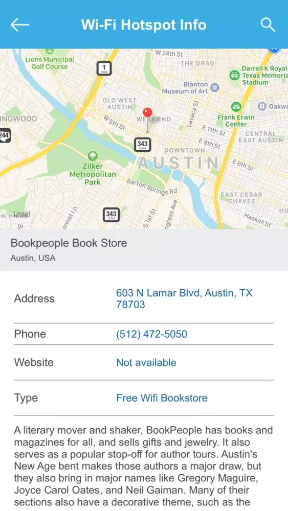 ภาพหน้าจอของ Austin Wifi Hotspots
