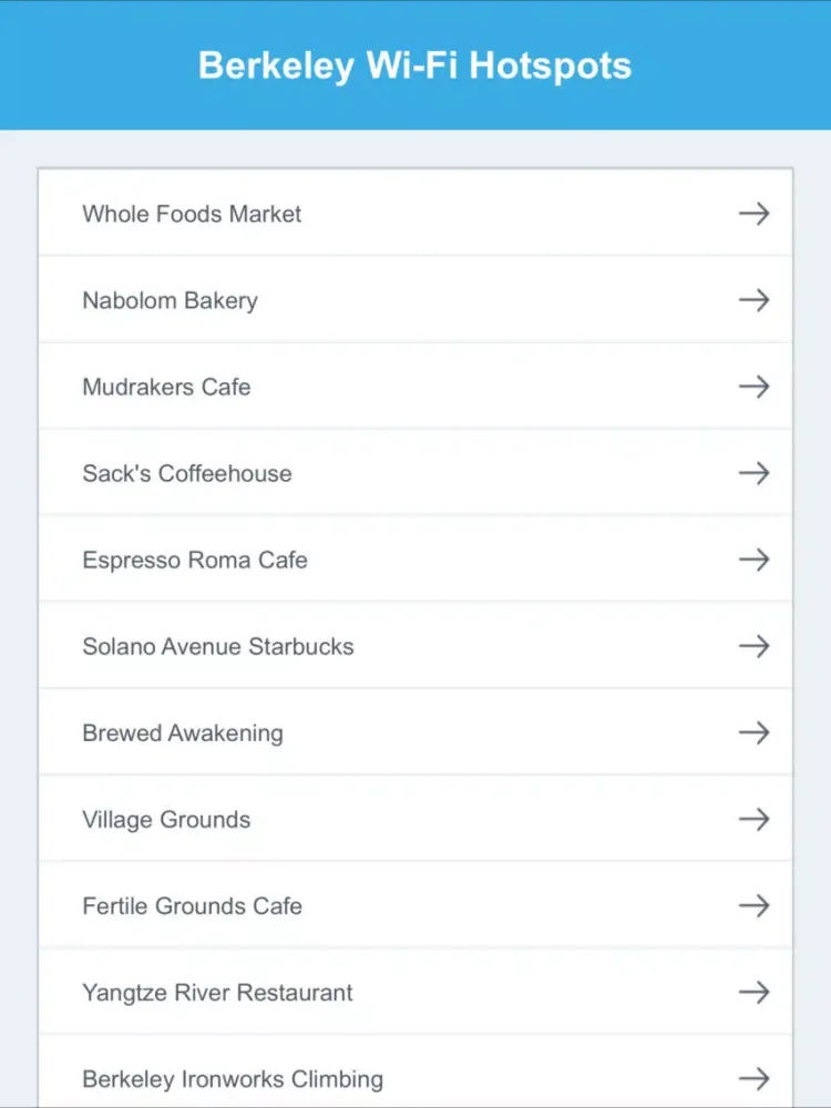 ภาพหน้าจอของ Berkeley Wifi Hotspots iPad 