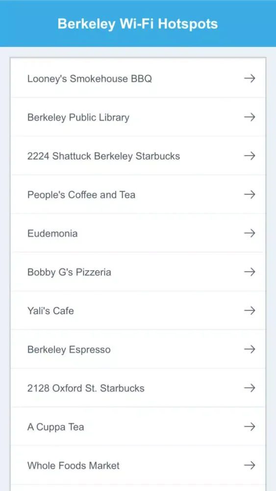 ภาพหน้าจอของ Berkeley Wifi Hotspots