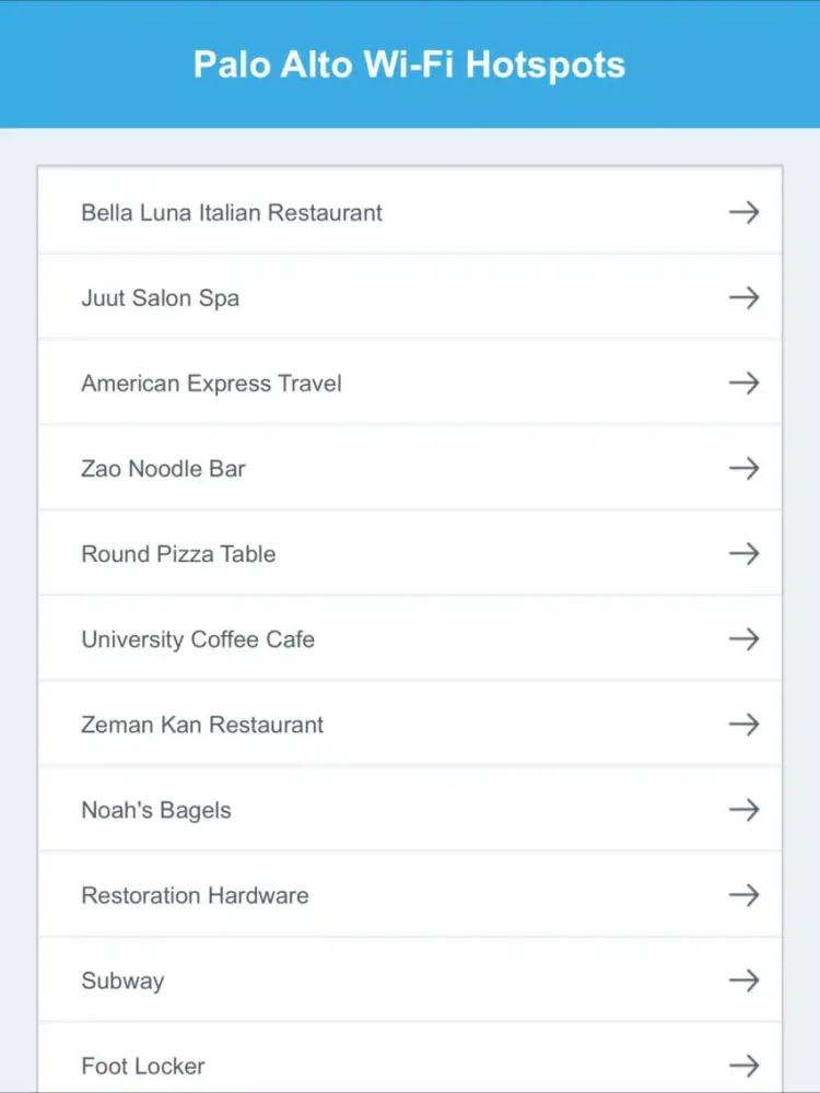 Palo Alto Wifi Hotspots iPad 應用截圖