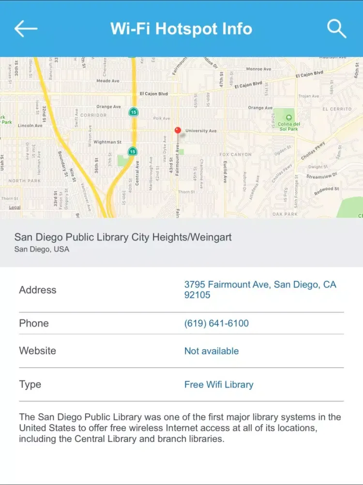 Capturas de pantalla de San Diego Wifi Locations iPad 