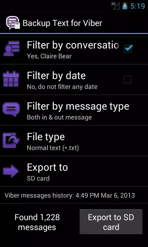 Captures d'écran de Backup Text for Viber