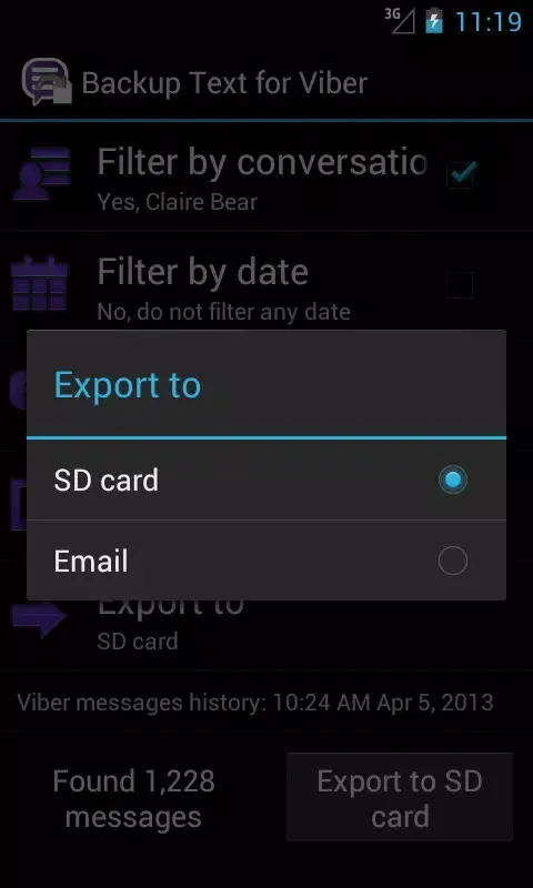 Captures d'écran de Backup Text for Viber
