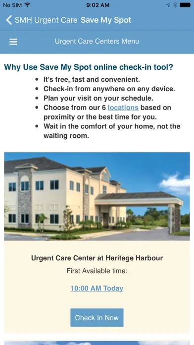 Zrzuty ekranu SMH Urgent Care