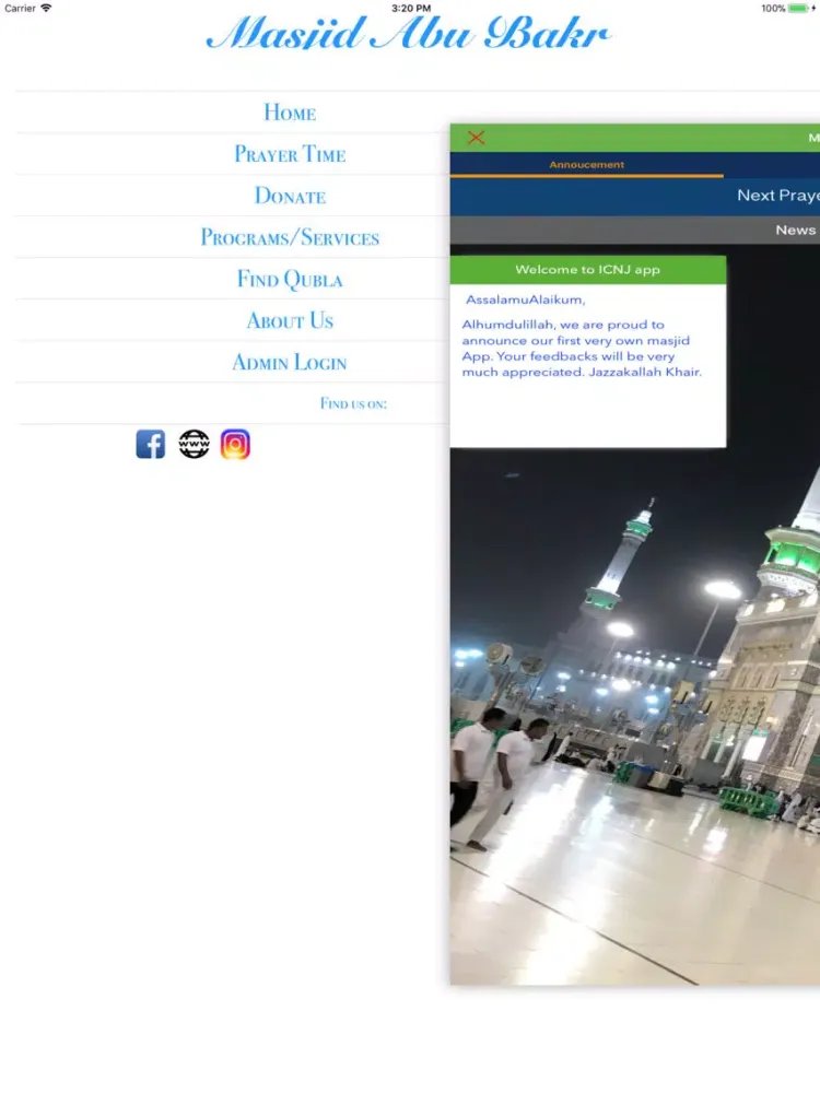 Скриншоты ICNJ-Masjid Abu Bakr iPad 