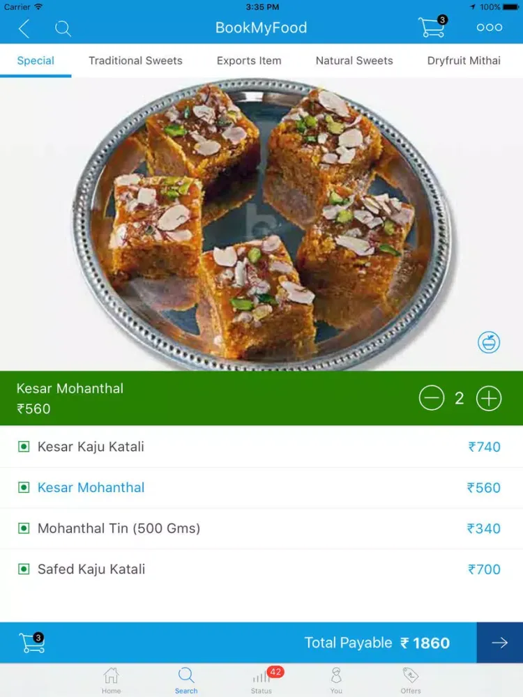 Ảnh chụp màn hình của BookMyFood iPad 