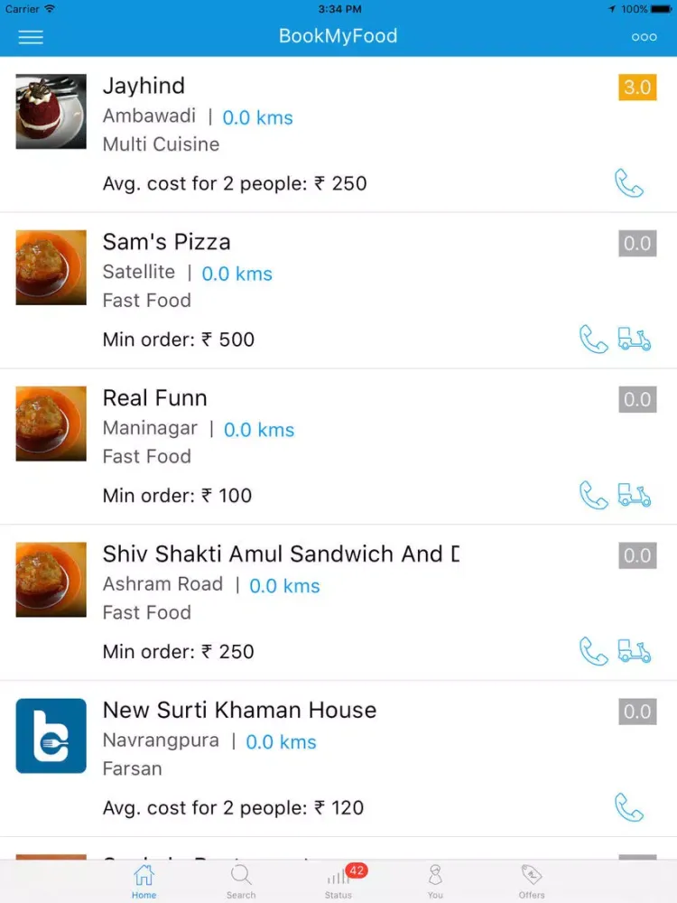 Ảnh chụp màn hình của BookMyFood iPad 