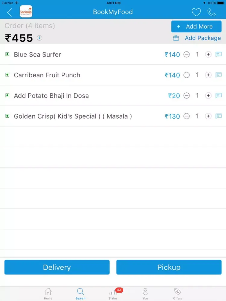 Ảnh chụp màn hình của BookMyFood iPad 