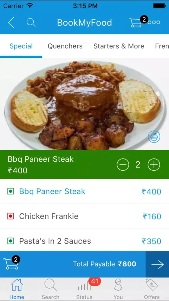Ảnh chụp màn hình của BookMyFood