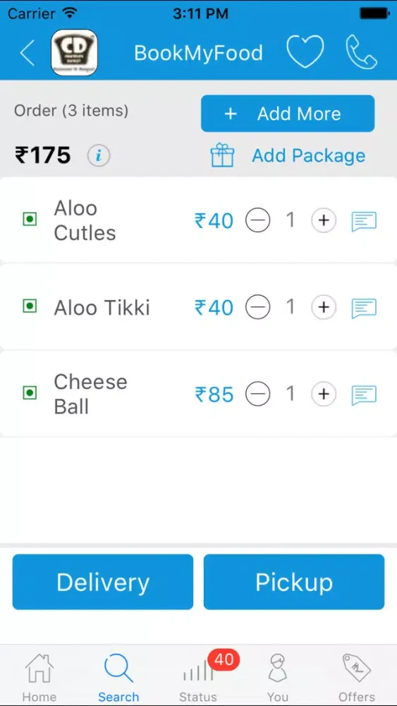 Ảnh chụp màn hình của BookMyFood