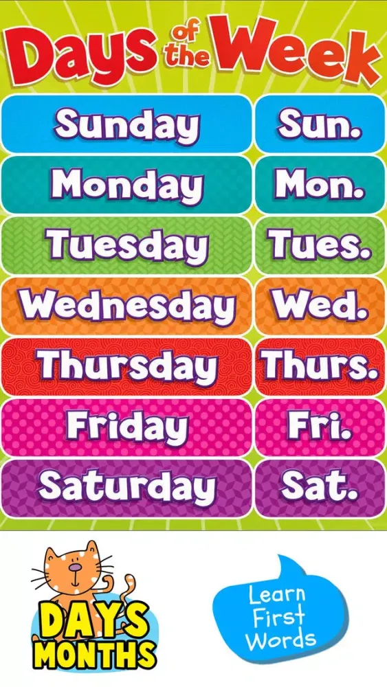 صور Days And Months Learning For Toddlers