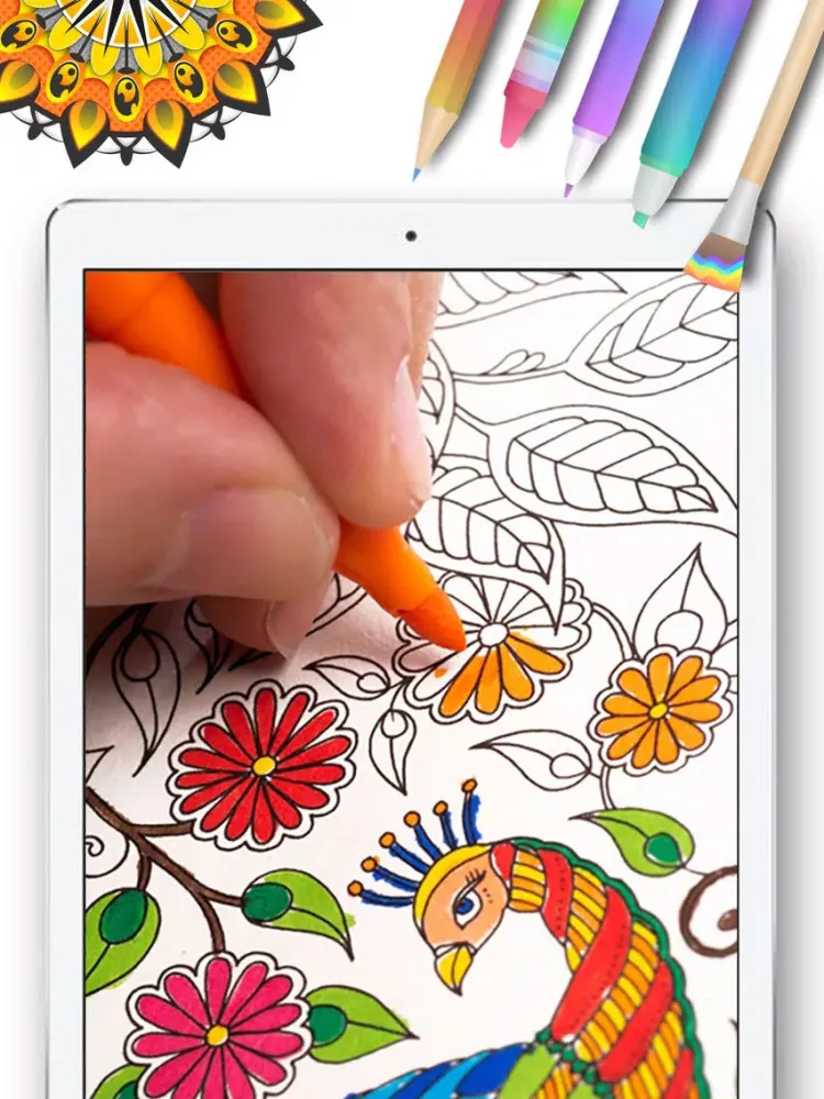 Princess And Floral Mandala For Release Stress And Anxiety iPad  Screenshots