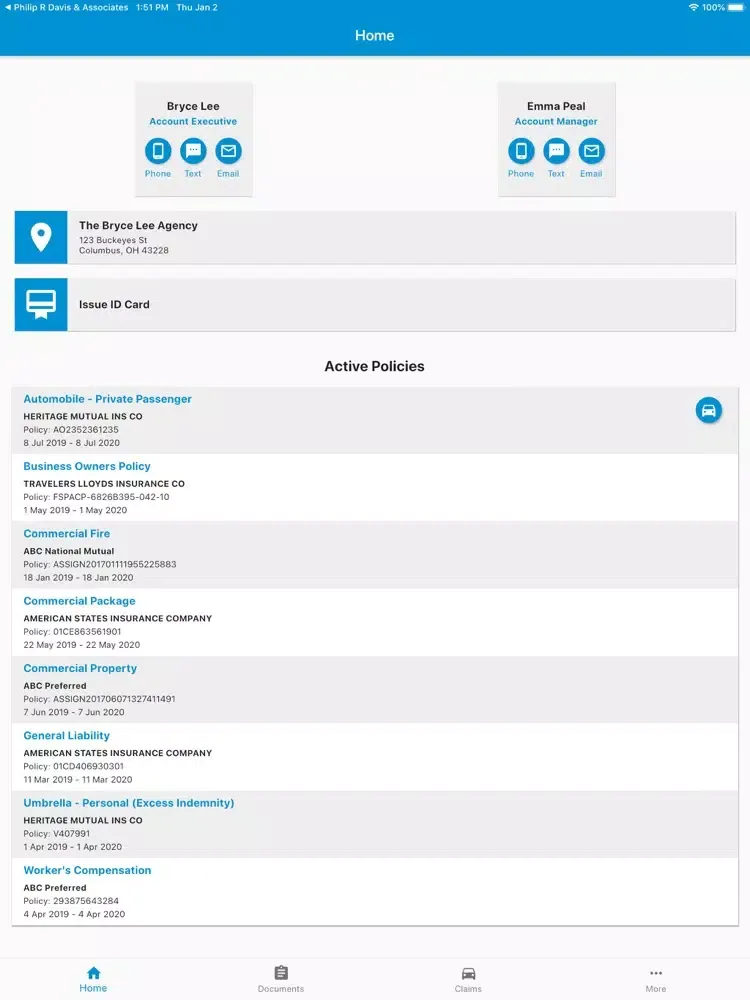 Smith-Berclair Insurance iPad 应用截图