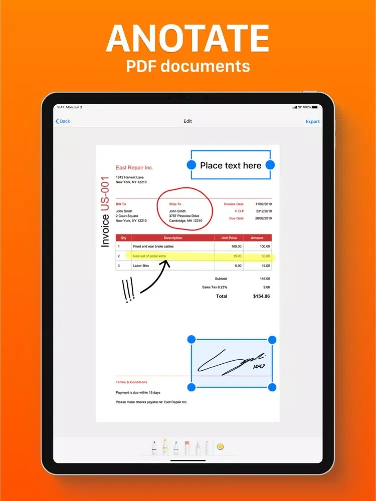 Capturas de tela do E-Signature App iPad 