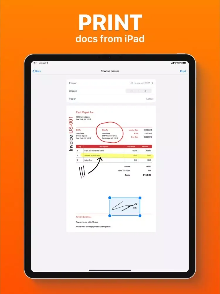 Capturas de tela do E-Signature App iPad 