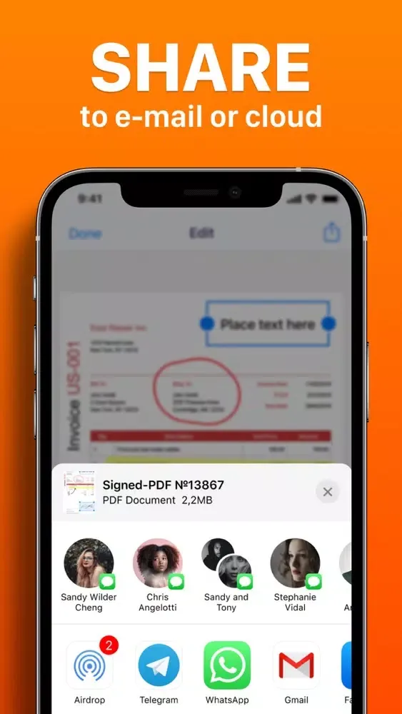 Capturas de tela do E-Signature App