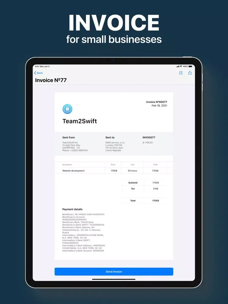 ภาพหน้าจอของ Invoice Maker ® iPad 