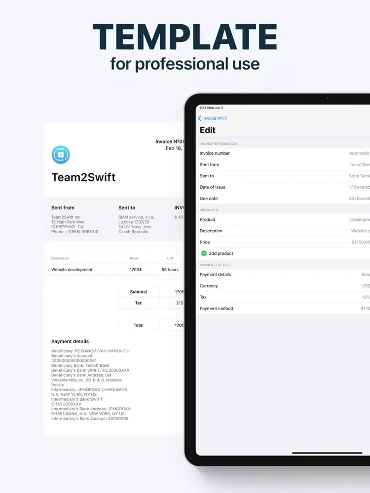ภาพหน้าจอของ Invoice Maker ® iPad 