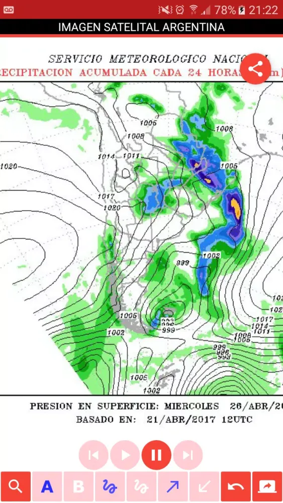 Tangkapan layar Meteorología Argentina