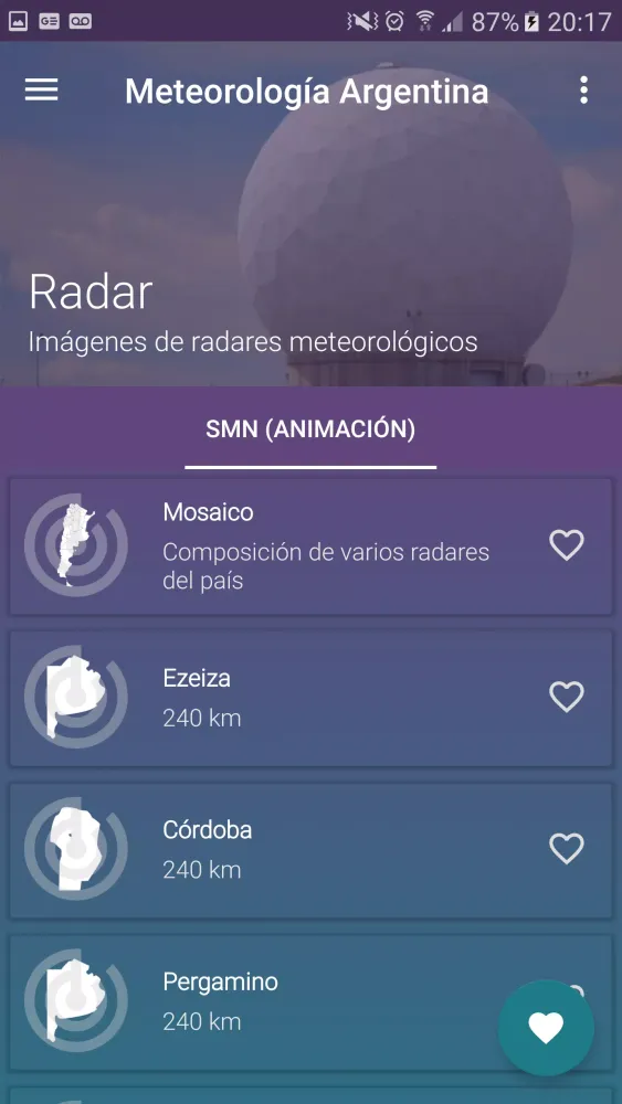 Tangkapan layar Meteorología Argentina
