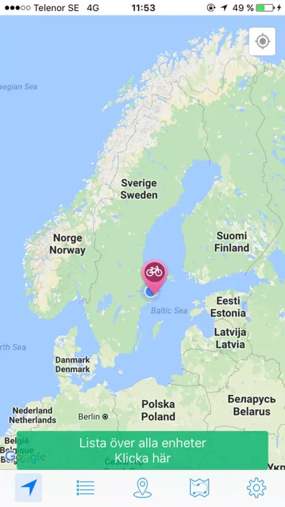 Tangkapan layar Spårsändare Dina Försäkringar Öland