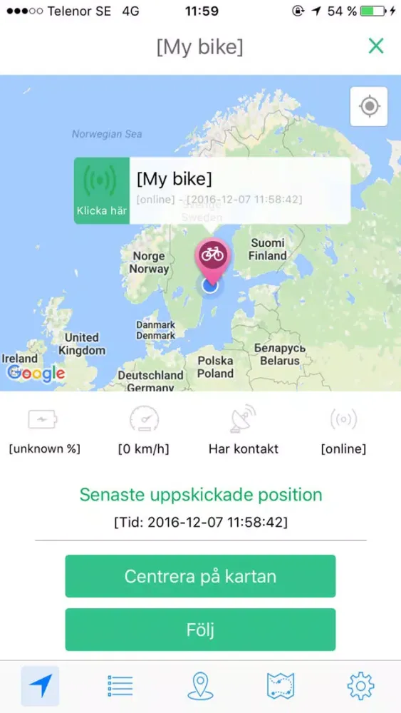 Tangkapan layar Spårsändare Dina Försäkringar Öland