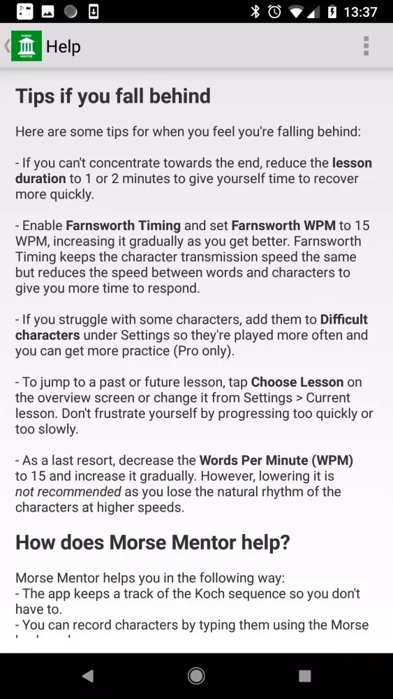 Morse Mentor Pro Licence Screenshots