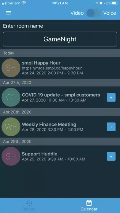 Ảnh chụp màn hình của smpl Mtgs - Video Meetings