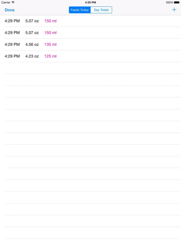 Zrzuty ekranu BabyFeed - A NICU Parent's Daily Feed Tallying App For Preemies iPad 