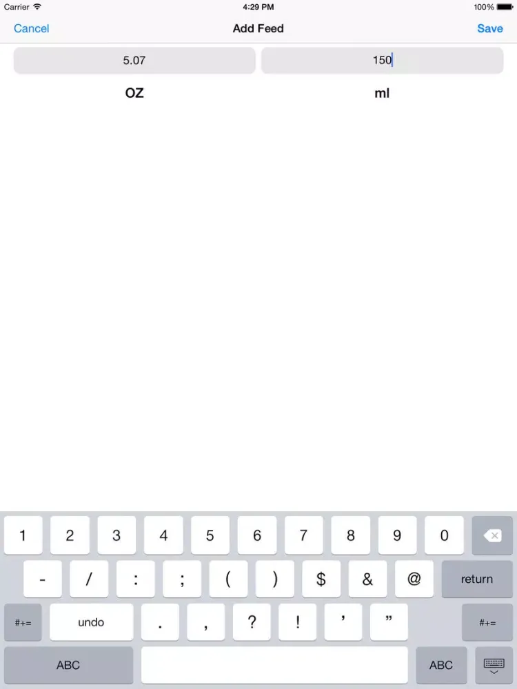 Zrzuty ekranu BabyFeed - A NICU Parent's Daily Feed Tallying App For Preemies iPad 