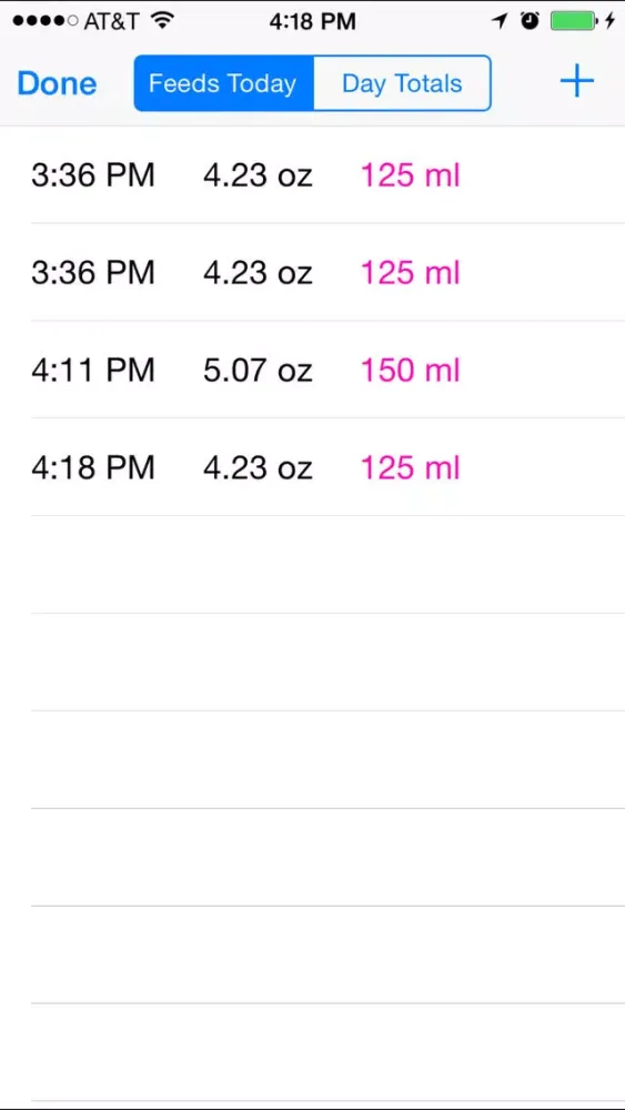 Zrzuty ekranu BabyFeed - A NICU Parent's Daily Feed Tallying App For Preemies