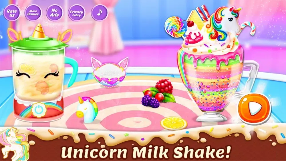 Tangkapan skrin Unicorn Milkshake Dessert Game