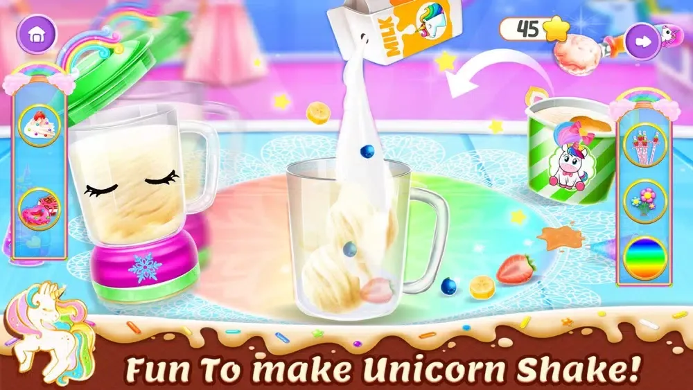 Tangkapan skrin Unicorn Milkshake Dessert Game