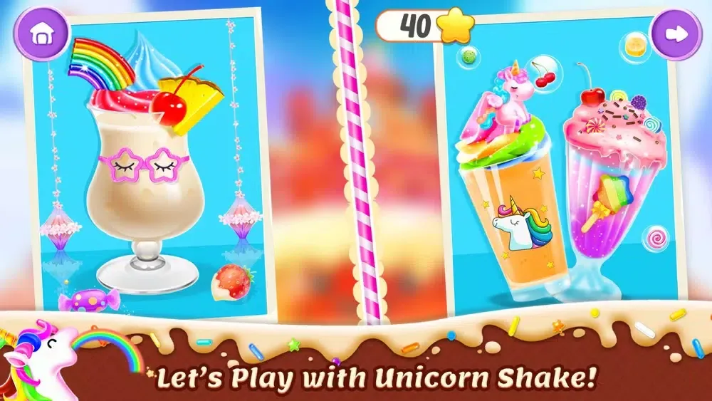 Tangkapan skrin Unicorn Milkshake Dessert Game