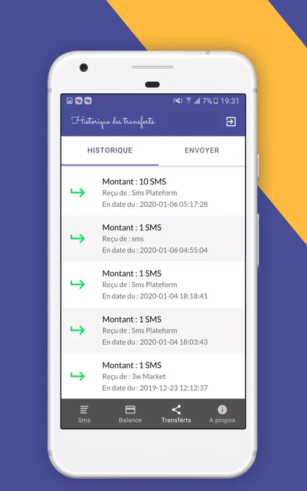 Capturas de tela do SMS Plateform