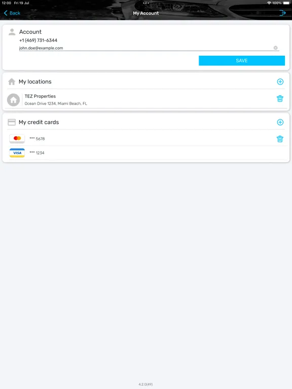 Ảnh chụp màn hình của VIP Parker iPad 