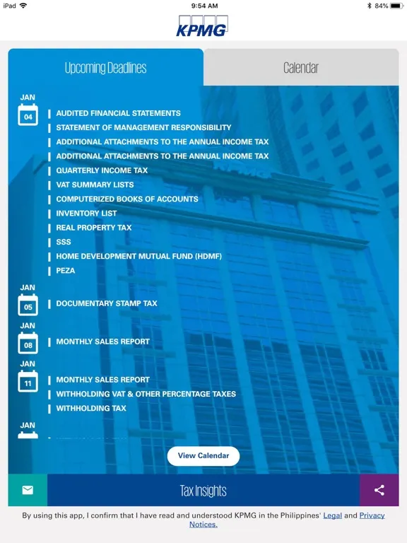KPMG Online Tax Calendar iPad 应用截图