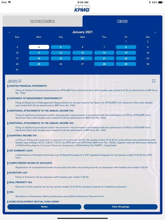 KPMG Online Tax Calendar iPad 应用截图