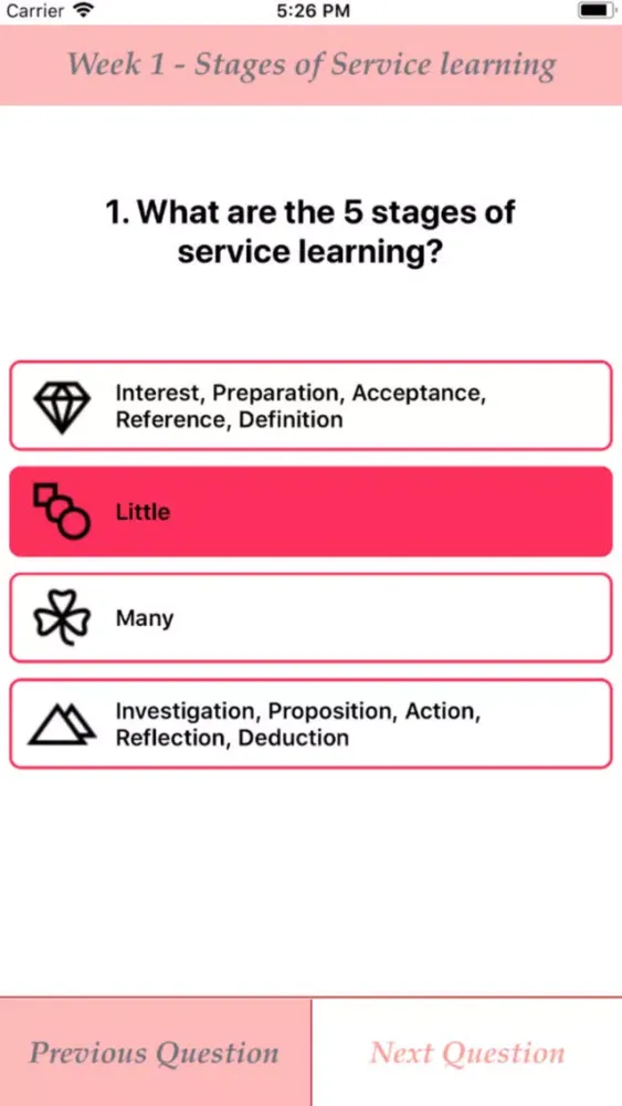 Capturas de tela do NP Service Learning