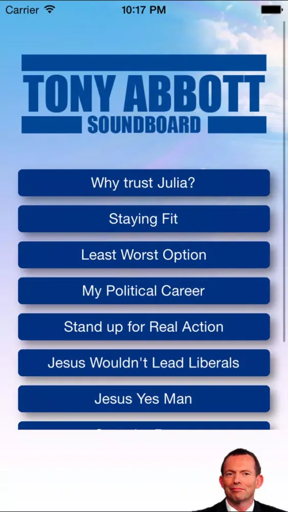 ภาพหน้าจอของ Tony Abbott Soundboard