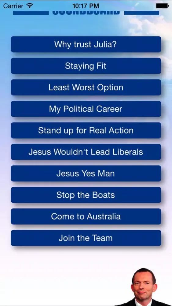 ภาพหน้าจอของ Tony Abbott Soundboard