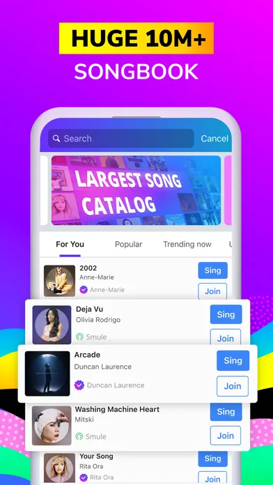 Tangkapan skrin Smule: Sing & Record Karaoke