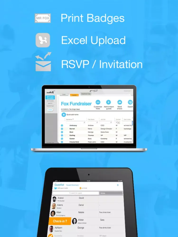 Guest List App | Snafflz iPad  Screenshots